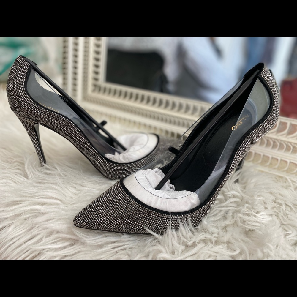 Aldo black and silver Rhine stone High heel Stiletto Size: US 10 - EU 41 - UK 8